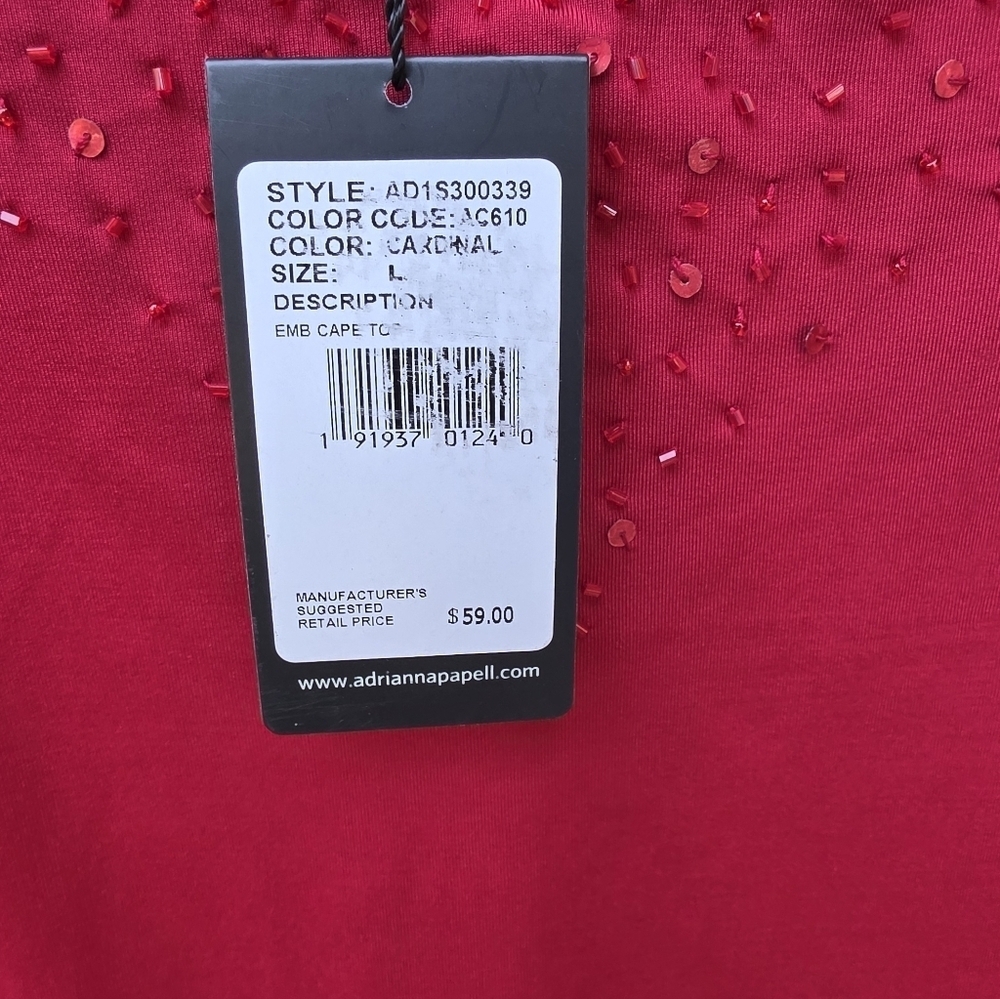 Adrianna Papell Red Embellished Blouse - Picture 6 of 14